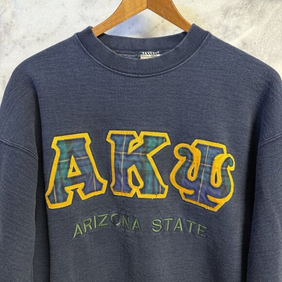 Vintage 90s Arizona State Alpha Kappa PSI Sweatshirt Mens L 22.5x26.5 - Picture 1 of 7